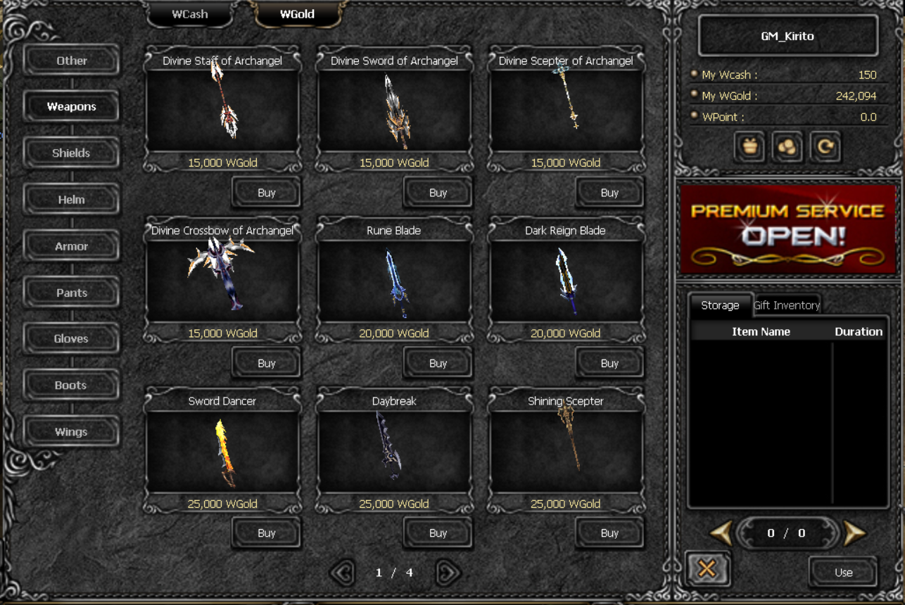 X Shop, WGold